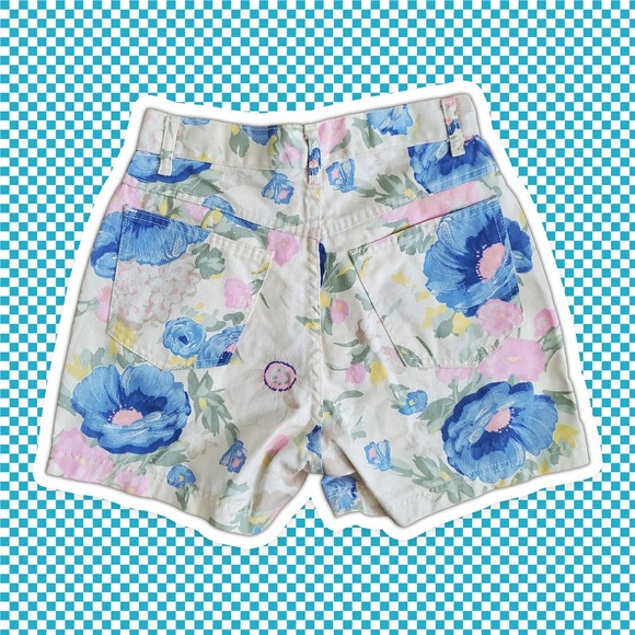 VTG 90s Denim Floral Pattern High Rise Shorts by Durango Sz 5 - Picture 2 of 6